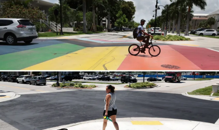eliminar el cruce peatonal con colores del orgullo