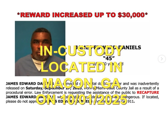Asesino liberado por error en Miami es recapturado en Georgia