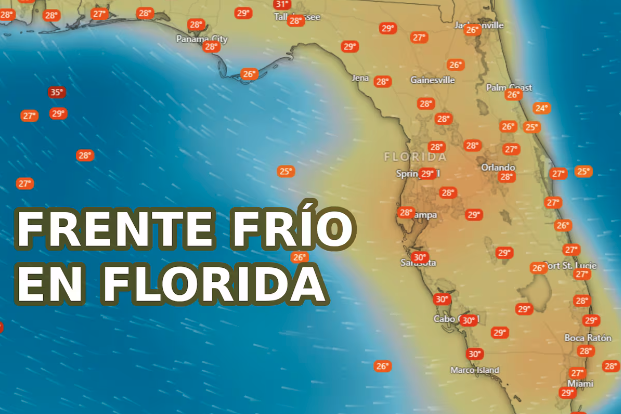 El nuevo frente frío llega al sur de Florida